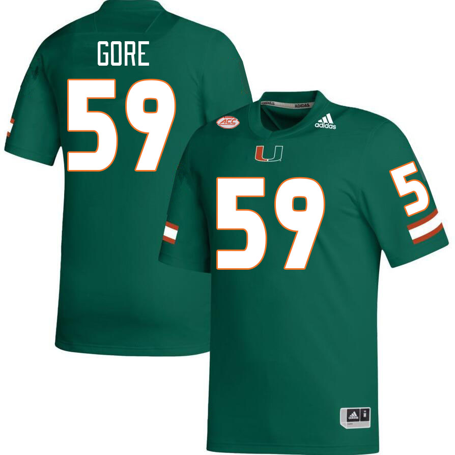 Men #59 Thomas Gore Miami Hurricanes College Football Jerseys Stitched Sale-Green - Click Image to Close